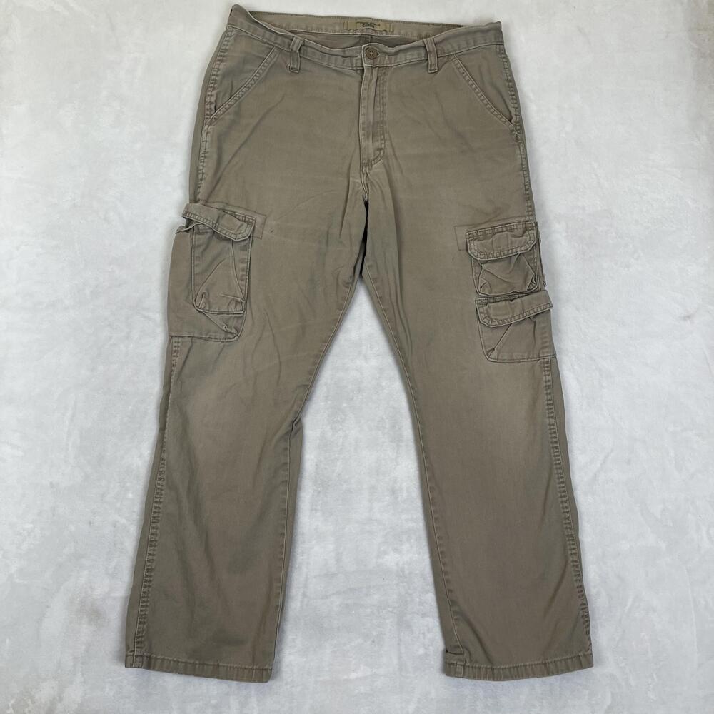 Wrangler Jeans Co Cargo Pants Mens 34x32 Beige Relaxed Fit Canvas Utility
